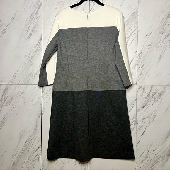 Ann Taylor White Gray Color Block Ponte Knit Stretch Sheath Dress SZ 8 - Picture 4 of 6